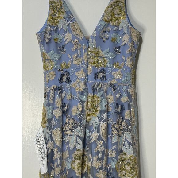 Dress The Population Samira Embellished Chiffon Gown Sky Multi Size Medium NWT - Picture 13 of 16